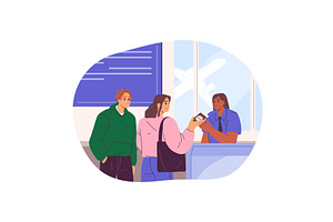 Airport passport control, queue at, a Transportation Illustration by Elegant Solution