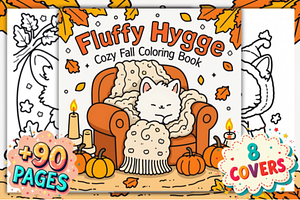 Fluffy Hygge Cozy Fall Coloring Book, an Animal Illustration by Akrinity Digital