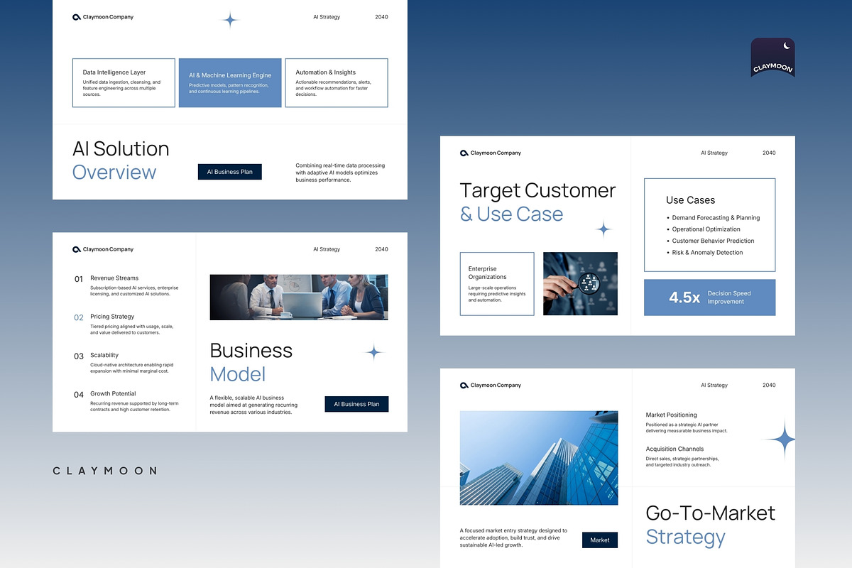 White Blue Modern AI Business Plan, a Presentation Template by Claymoon Lab (Photo 3 of 7)