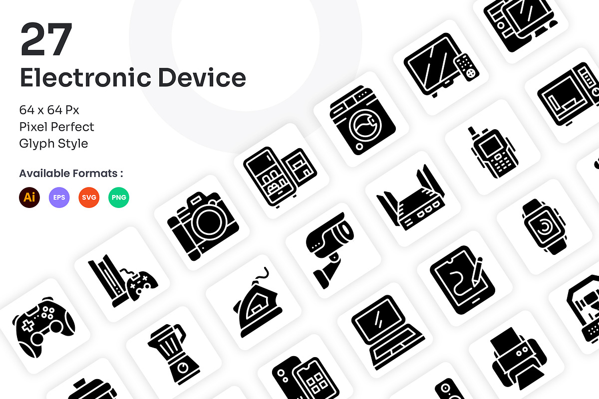 Electronic Device Icons Set - Glyph, a Solid Icon by Kmg Design (Photo 1 of 2)