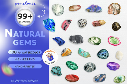 Watercolor gemstone clipart