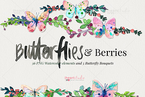 Butterflies & Berries Watercolors