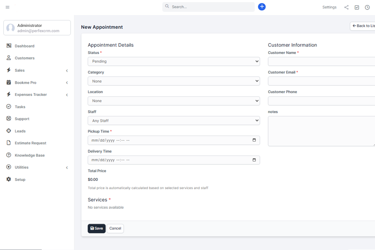 BookmePro - Booking for Perfex CRM, a HTML Template by Techno Digitz (Photo 3 of 4)