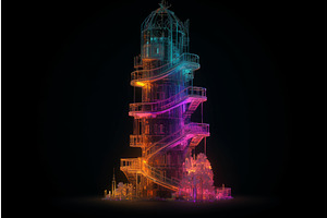 Neon Rust Iron Tower. Generate Ai