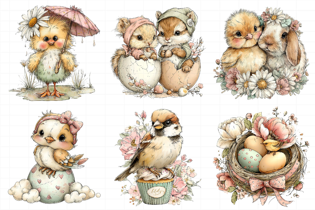 Whimsical Easter Birds Clipart, an Illustration by Daily.Designs (Photo 3 of 7)