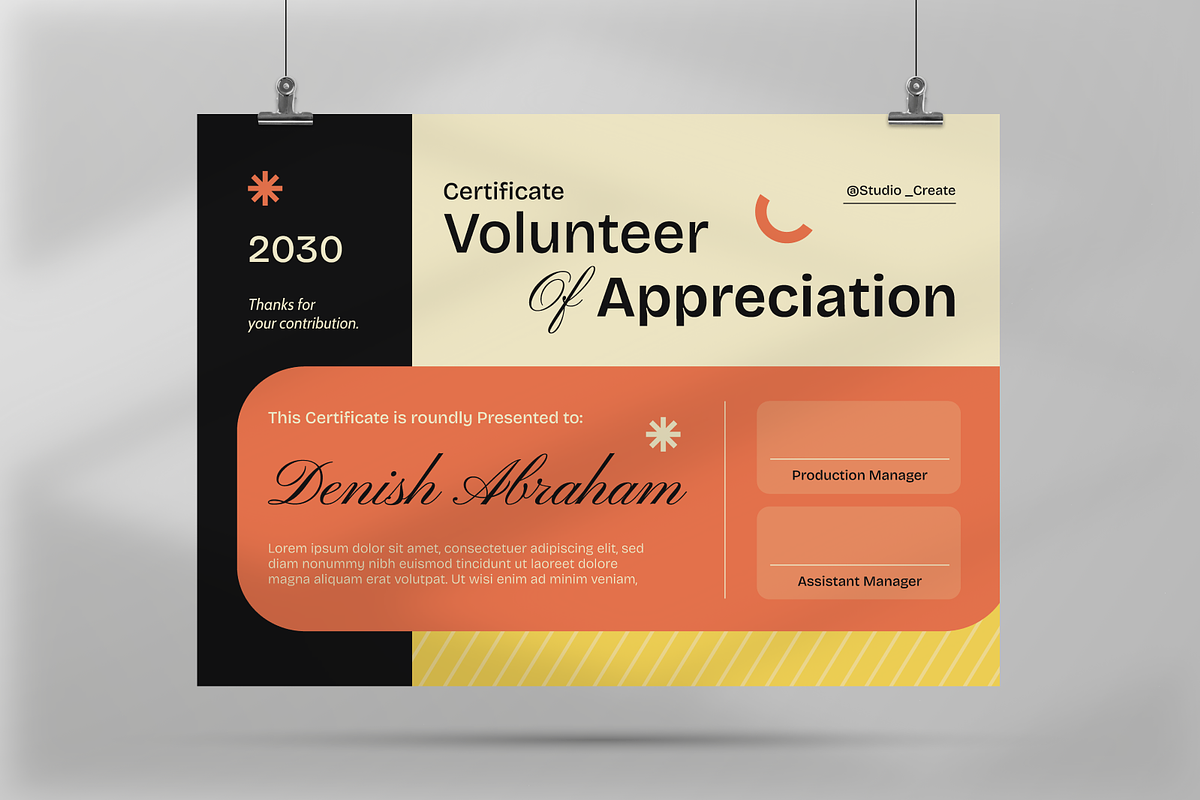 Volunteer Appreciation Certificate, a Stationery Template by Annora Studio (Photo 3 of 6)