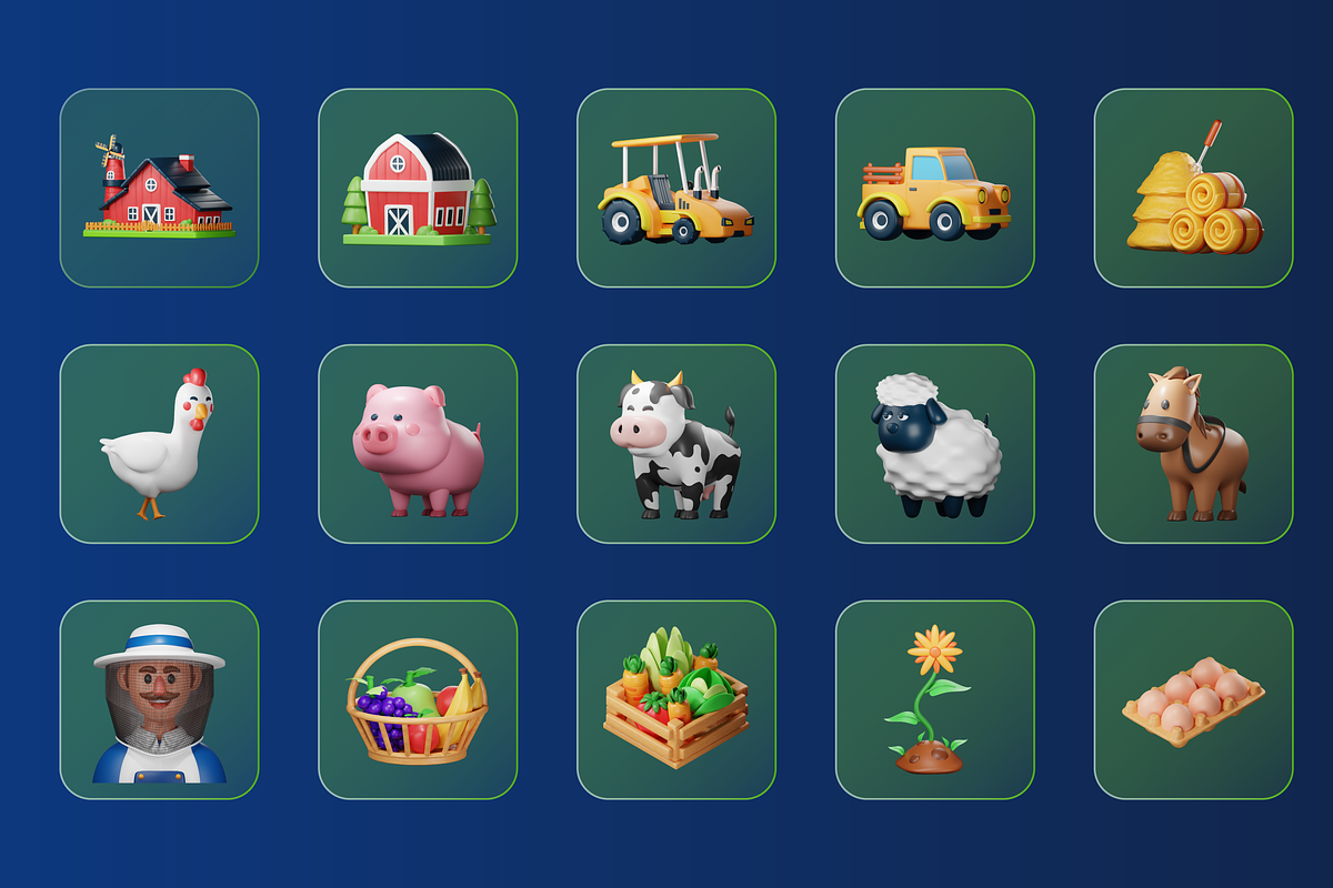 3D Farming Icons, a Plants & Tree 3D Model by Flat Icons (Photo 6 of 6)