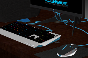 DELL ALIENWARE PC ON TABLE Low-poly