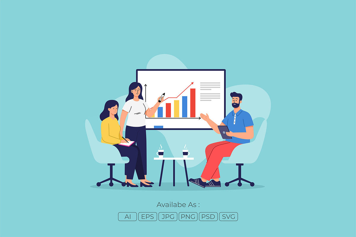 Woman Presenting Marketing Chart, a Work Illustration by Partikusi Design (Photo 2 of 3)
