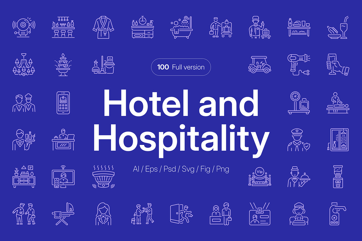 Hotel and Hospitality Icon Set, an Outline Icon by Prosymbols (Photo 1 of 8)