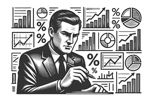 Business Analyst Reviewing Financial, a Person Illustration by AlexArt
