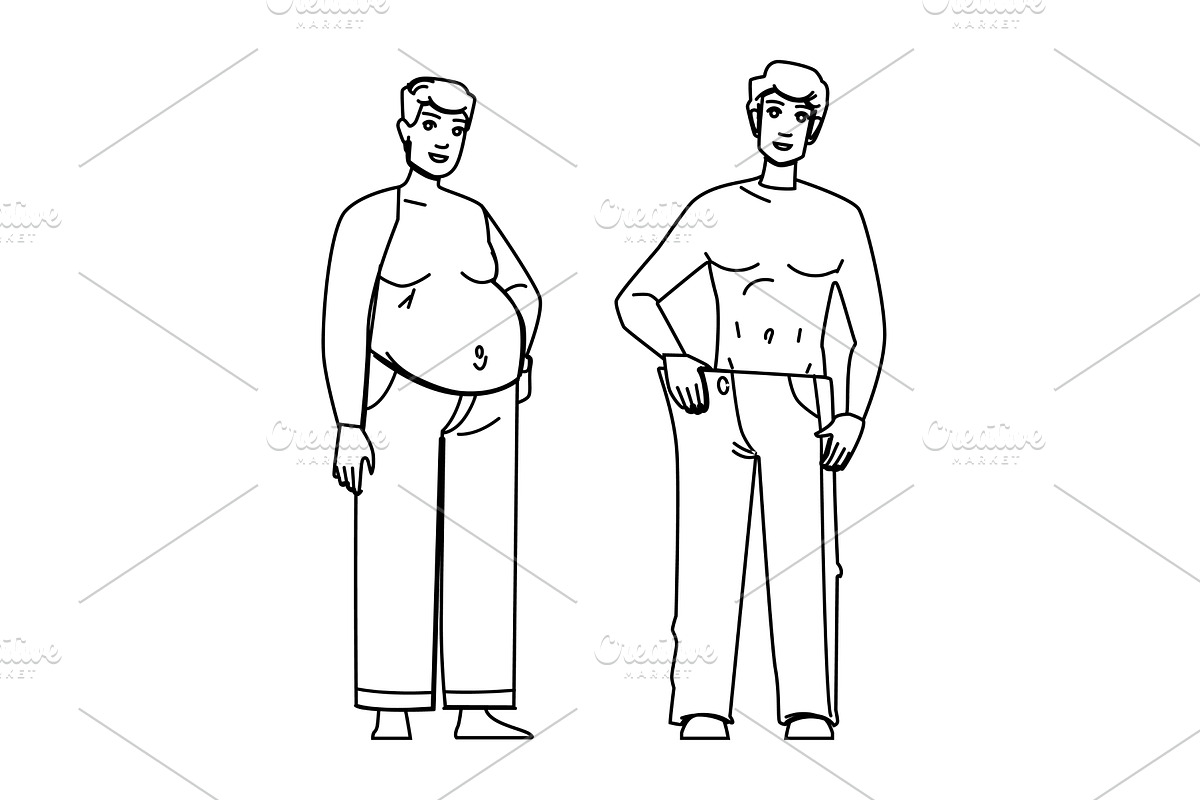 body weight loss man vector, a Person Illustration by pikepicture