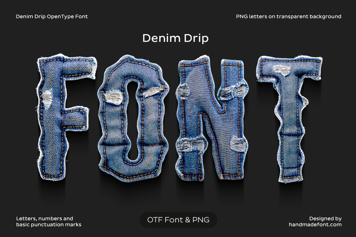 Denim Drip Font, a Sans Serif Font by Handmadefont (Photo 1 of 14)