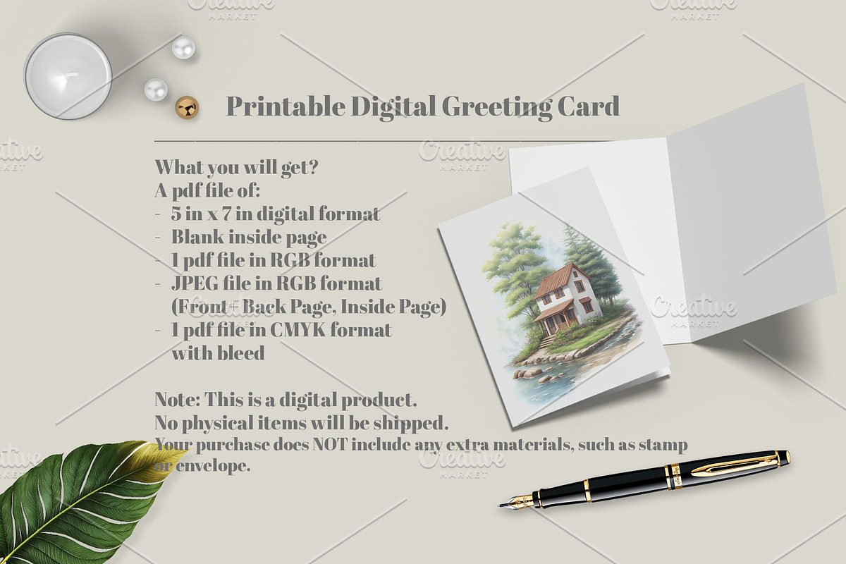 Printable Digital Cards, a Card Template by Oshin Design