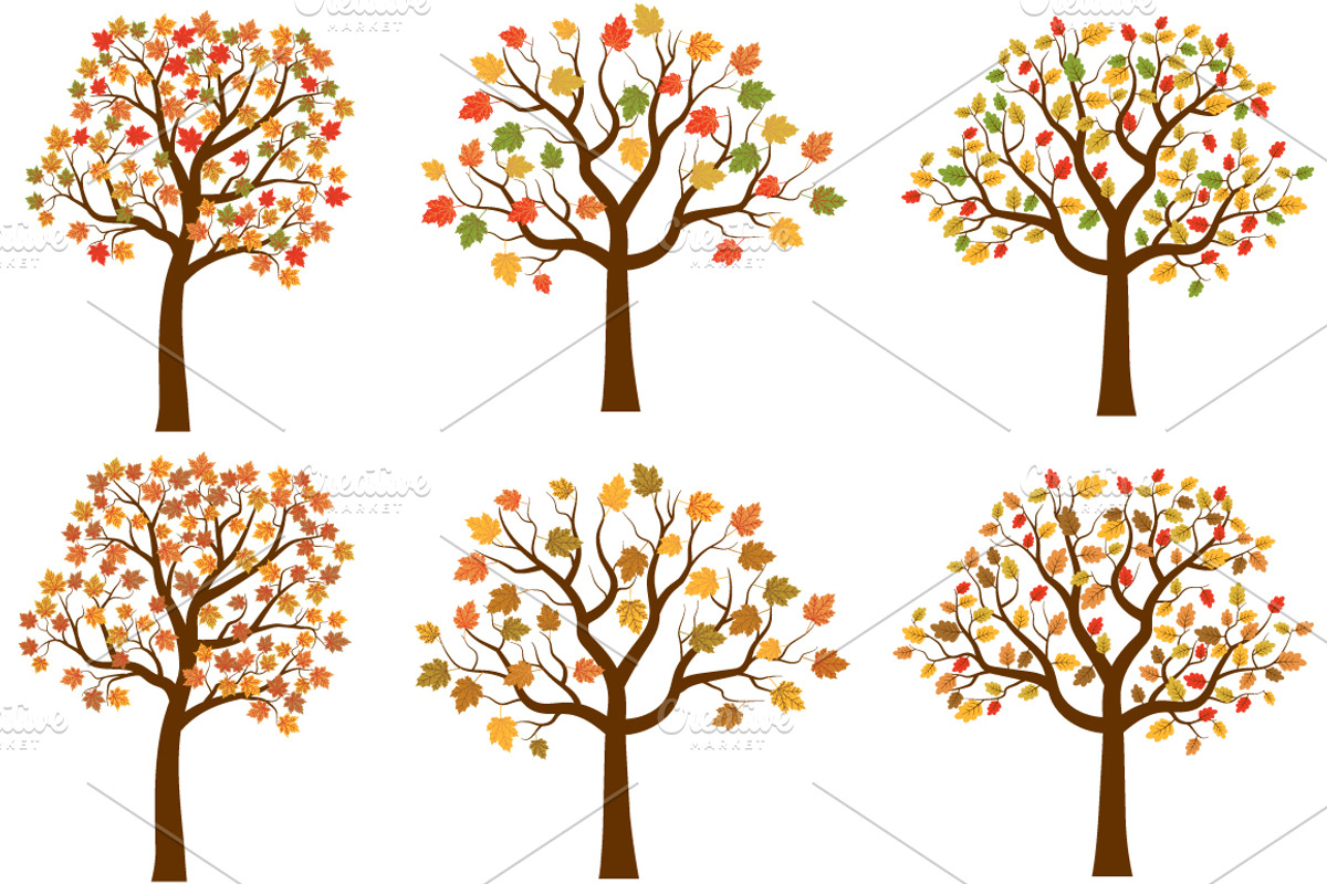 Autumn trees, Fall clipart, a Seasonal Illustration by Pravokrugulnik (Photo 1 of 2)