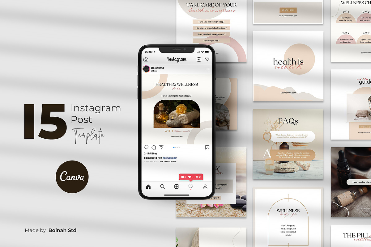 Health and Wellness Canva Template, a Social Media Template by Boinah Studio (Photo 2 of 6)