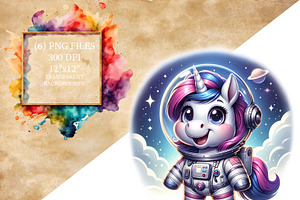 Astronaut Unicorn PNG Pack