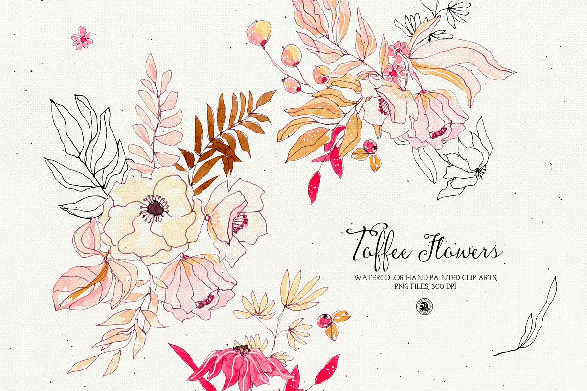 Watercolor Toffee Flowers, a Decorative Illustration by Webvilla Studio (Photo 1 of 6)