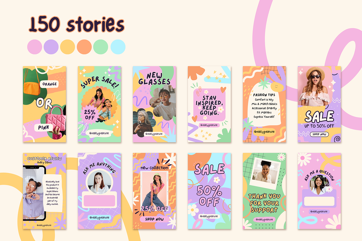 150 Pastel IG Story Canva Template, a Templates & Theme by TemplateCastleStore (Photo 2 of 10)