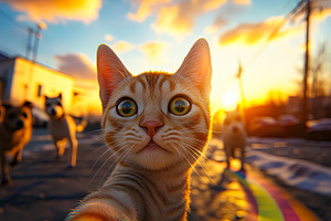Cat Selfie at Sunset, an Animal Photo by Ales Munt