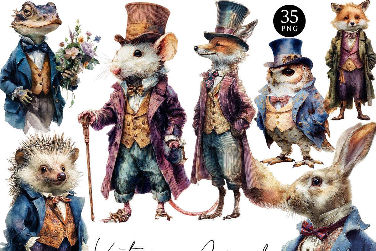 Victorian Animals Clipart Bundle, an Animal Illustration by Design Scotch (Photo 1 of 8)