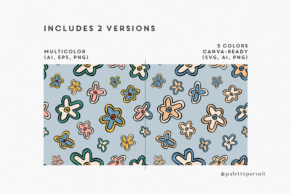 Retro Spring Vector Pattern Set, a Pattern Graphic by Palette Pursuit (Photo 3 of 13)