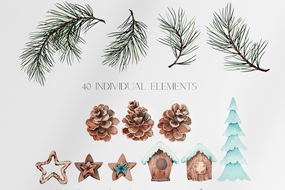 Christmas Pine Branches & Wood Decor, a Decorative Illustration by Jeanna Draw (Photo 13 of 15)