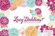 Bohemian Dahlias Clipart & Vectors, an Illustration by Amanda Ilkov (Thumbnail 1 of 4)