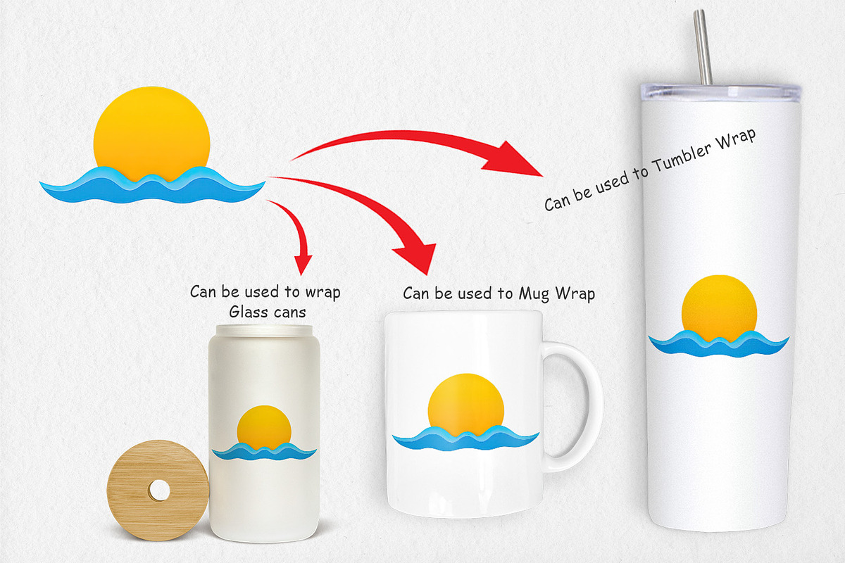 Sun and Waves Clipart, a Graphic by Artnoy (Photo 4 of 5)