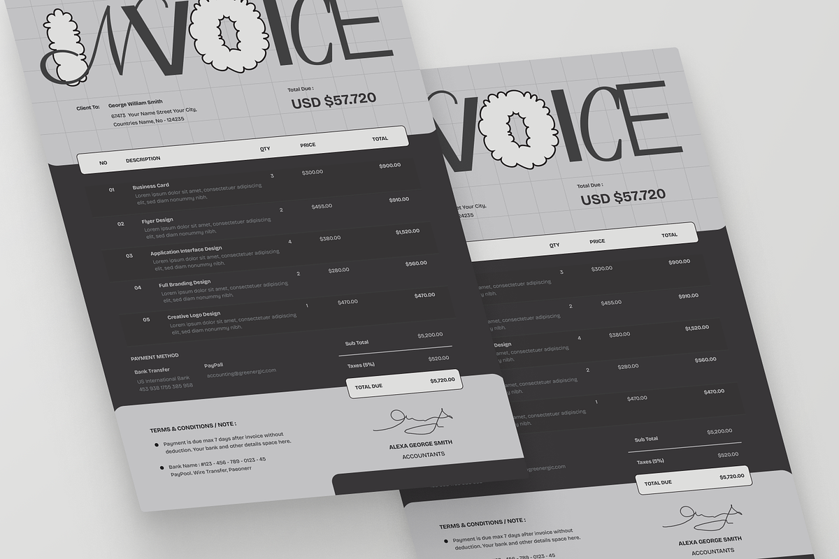Modern Invoice, a Stationery Template by MMPixelCraft (Photo 2 of 5)