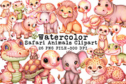 Watercolor Safari Animals Clipart, an Illustration by Libby Wishes (Thumbnail 1 of 4)