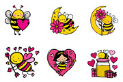 Watercolor Bees Valentine Clipart, an Illustration by CreationArt (Thumbnail 3 of 5)
