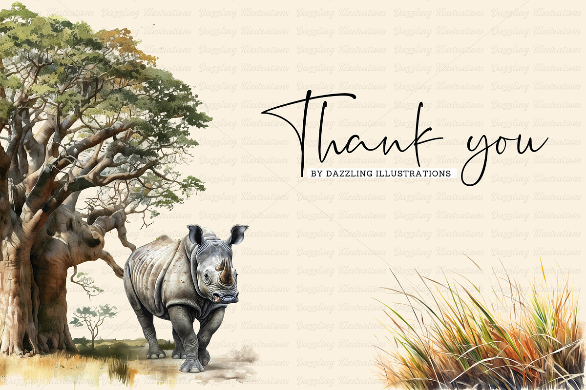 Watercolor African Black Rhino, an Animal Illustration by Dazzling Art Boutique (Photo 10 of 10)