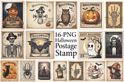 Halloween Postage Stamp Sublimation, an Illustration by Libby Wishes (Thumbnail 1 of 4)