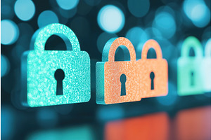 Padlocks of Varying Color Displayed, a Technology Illustration by Lermont51