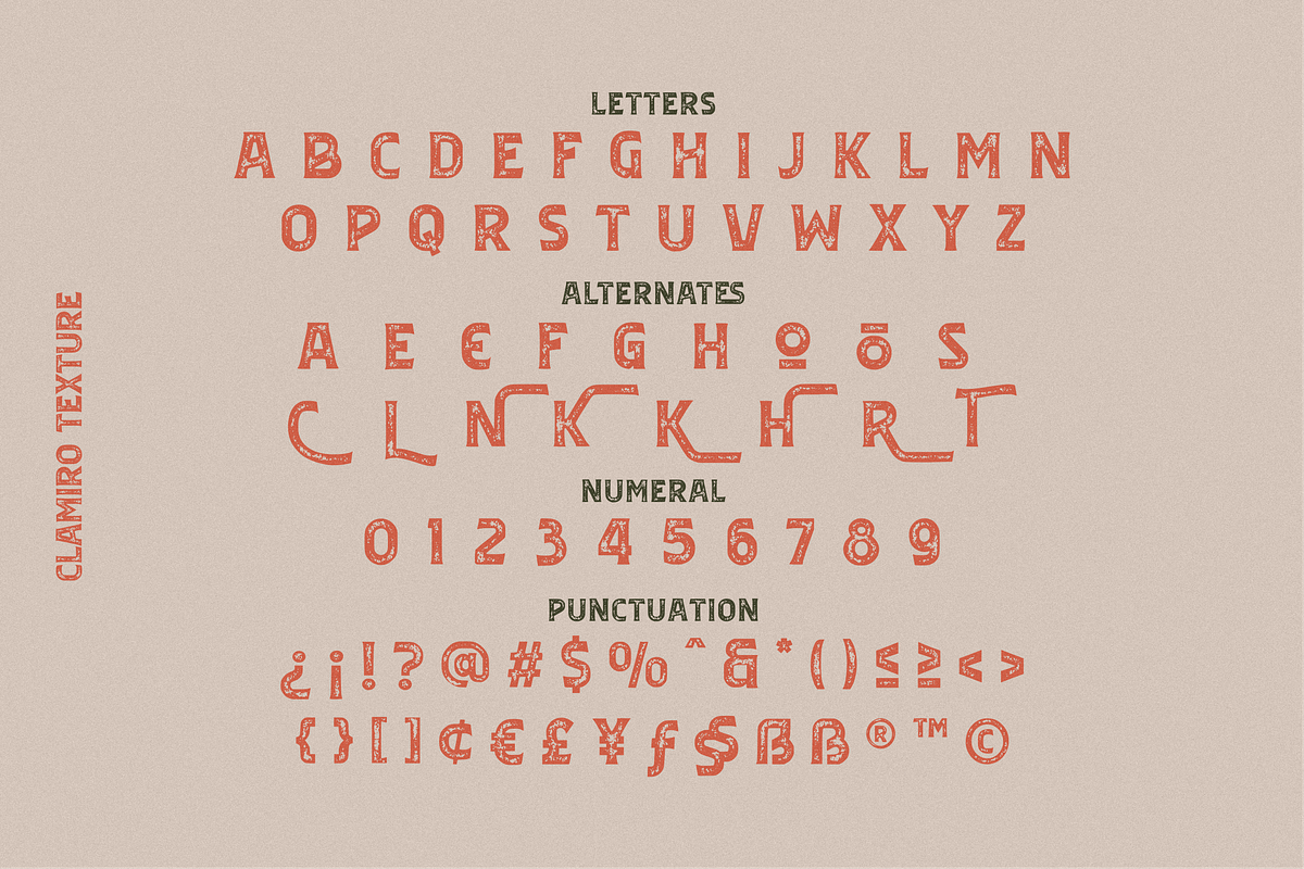 Clamiroe Vintage Typeface, a Serif Font by 24Design Studios (Photo 6 of 10)