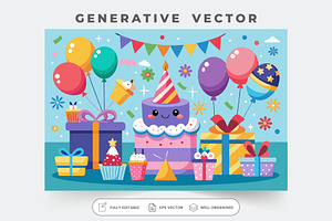 A vibrant birthday card design showc, a Graphic by Iftikhar Alam