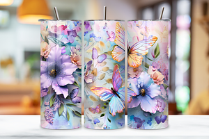 3D Floral Seamless Butterfly Tumbler