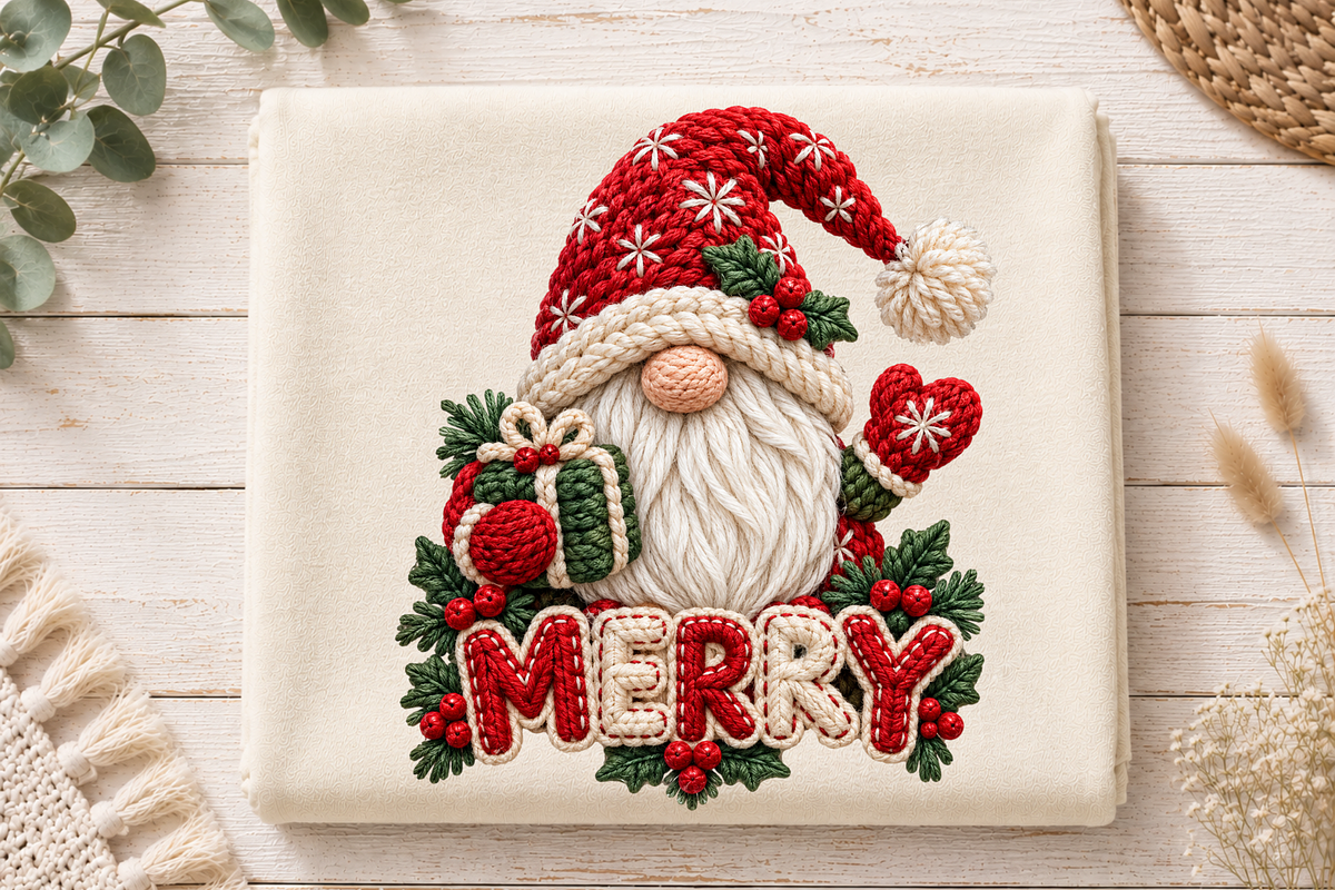 Christmas Gnome Faux Yarn Design, a Seasonal Illustration by Vachira Digital Studio (Photo 2 of 10)