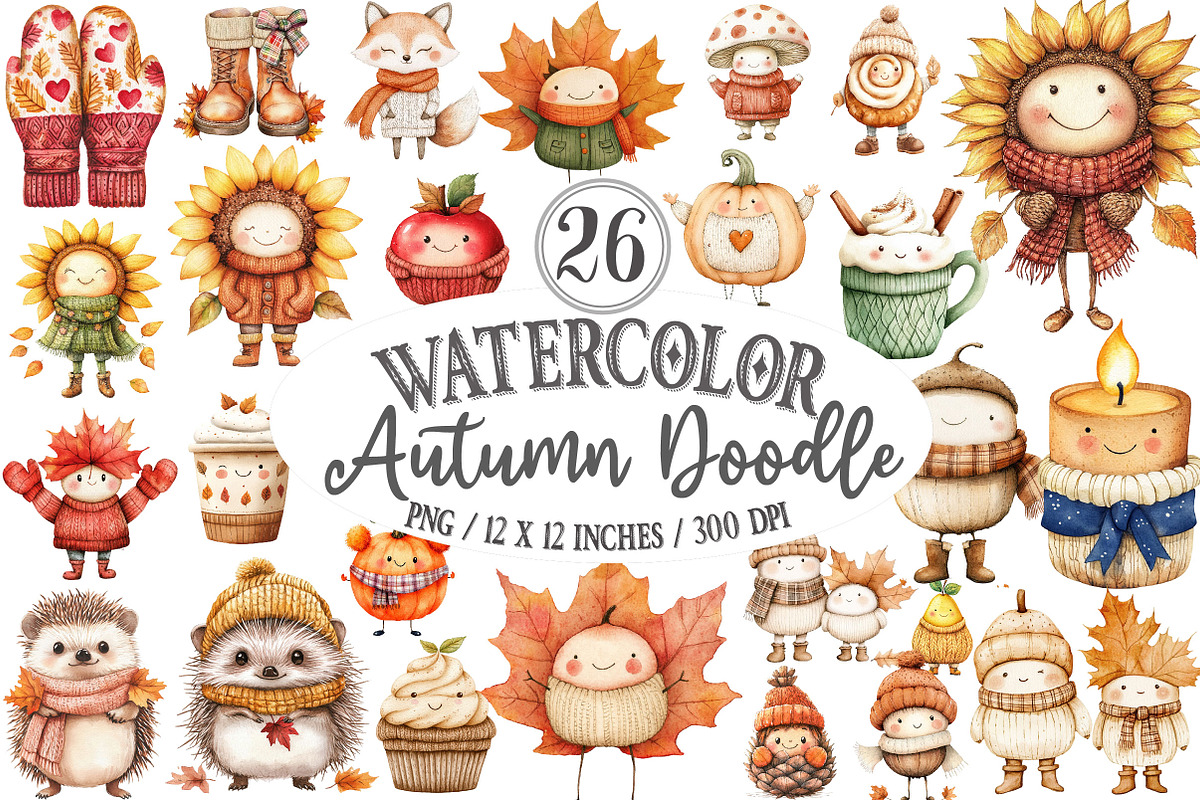 Whimsical Autumn Doodle Clipart, a Seasonal Illustration by Designking (Photo 1 of 4)
