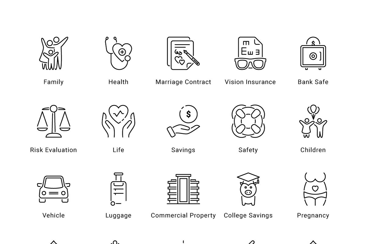 Insurance icons, an Outline Icon by vectorstank (Photo 4 of 4)