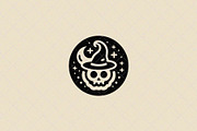 Skull Witch Emblem, a Seasonal Illustration by Vectorium Studio (Thumbnail 1 of 3)