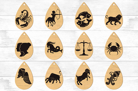 Zodiac Earrings SVG Files for Laser.