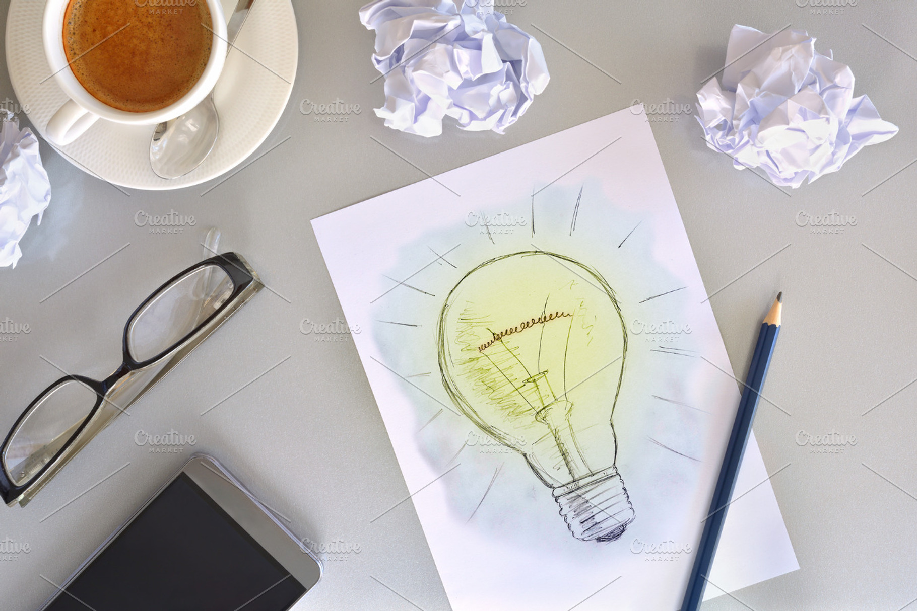 Idea concept with light bulb top, a Business Photo by Davizro's Market