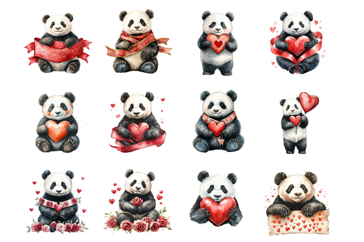 Valentine Panda Red Heart, an Illustration by Design Market (Photo 3 of 3)