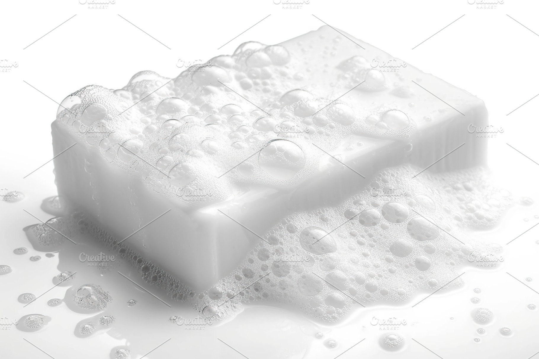 Soap with foam on white background, a Beauty & Fashion Photo by AlyaAnd