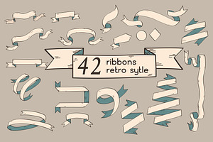 Ribbon sketch retro style