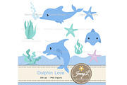 Dolphin Digital Paper & Clipart, a Pattern Graphic by JennyL Designs (Thumbnail 2 of 5)