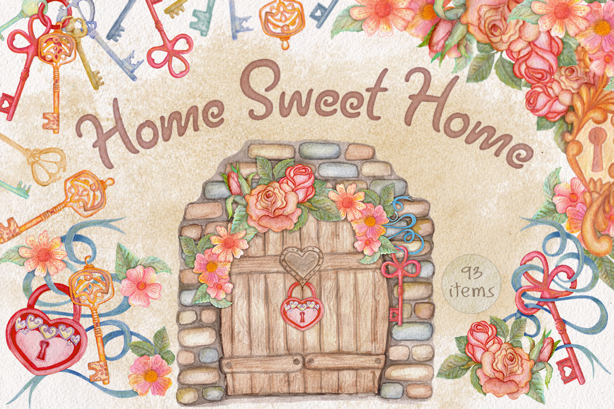 Watercolor Floral home. Cozy flowers, a Texture Illustration by antuanetto (Photo 1 of 12)