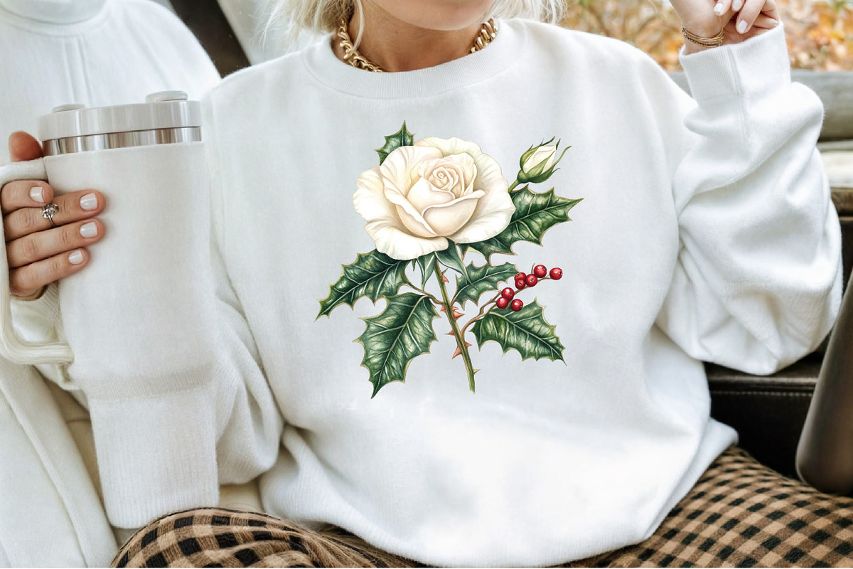 Watercolor Christmas Flowers Clipart, an Illustration by Sublimation Artist (Photo 4 of 6)